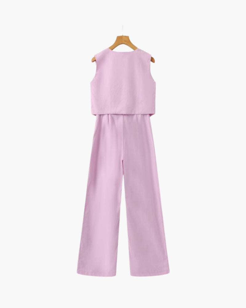 Elegante Dame – Zweiteiliges Leinen-Set