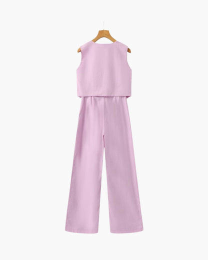 Elegante Dame – Zweiteiliges Leinen-Set