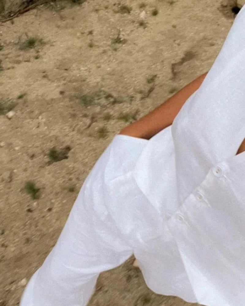 Elegante Dame – Zweiteiliges Leinen-Set