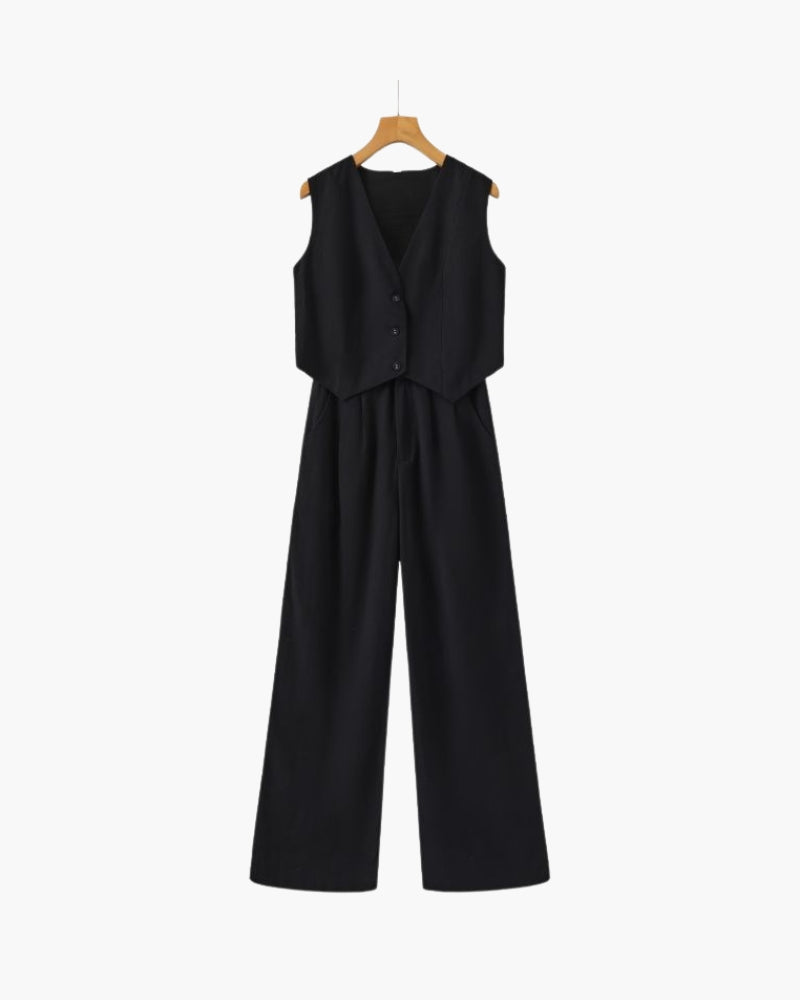 Elegante Dame – Zweiteiliges Leinen-Set