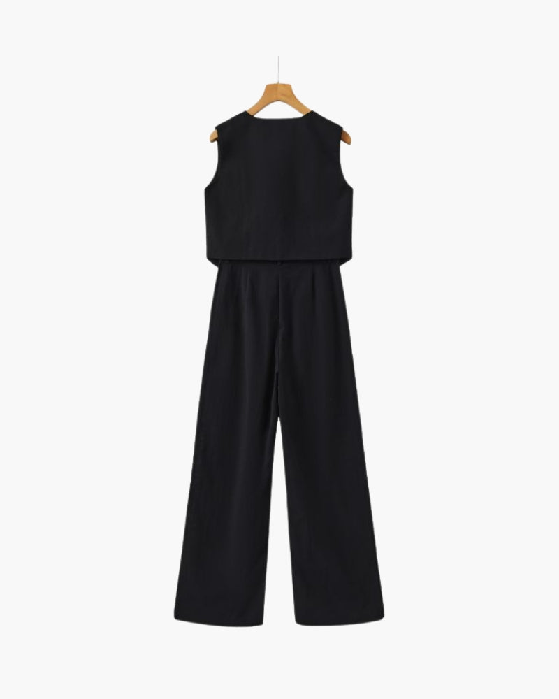 Elegante Dame – Zweiteiliges Leinen-Set